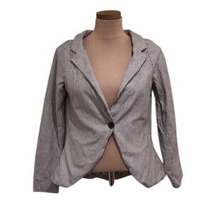Anthropologie Lilith Blazer Size Large White Brown Striped